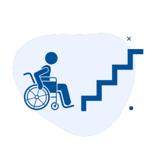 Icon Rollstuhlfahrer vor einer Treppe