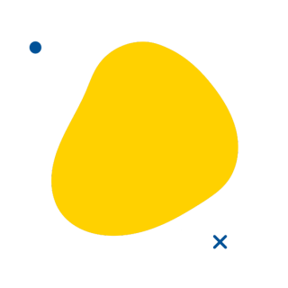 Dekoratives Element mit ovalem Gelben Fleck und blauem Punkt